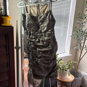 Byron Lars Dark Green Ruched Mini Dress
